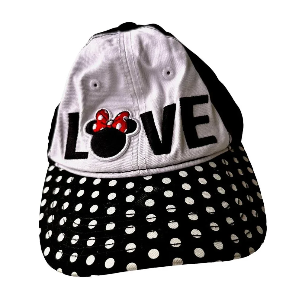 NWOT Disney Minnie Mouse Baseball Cap Hat Adjustable Embroidered Polka D…